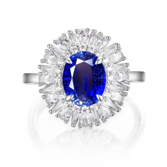925 Silver Lab-Grown Sapphire Ring(R0099DB)