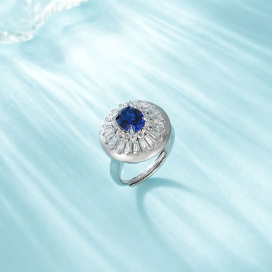 925 Silver Lab-Grown Sapphire Ring(ZHF-R1440B)