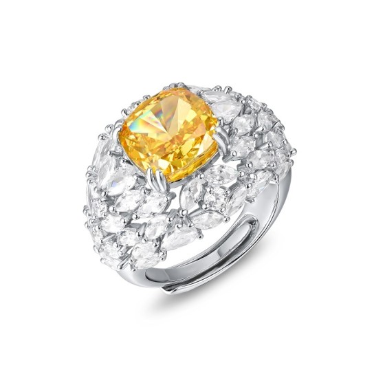 Yellow CZ 925 Silver Ring(RS3075C1)