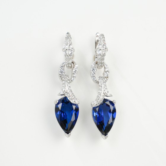 925 Silver Lab Sapphire Earrings(E0501B)