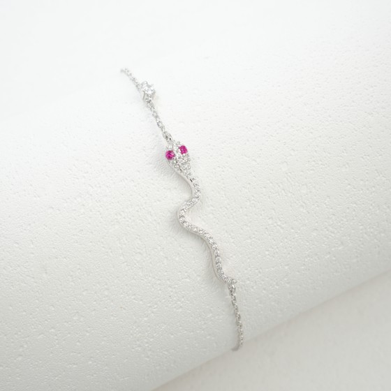 S925 Sterling Silver Lab-Grown Ruby Bracelet(L0705R)