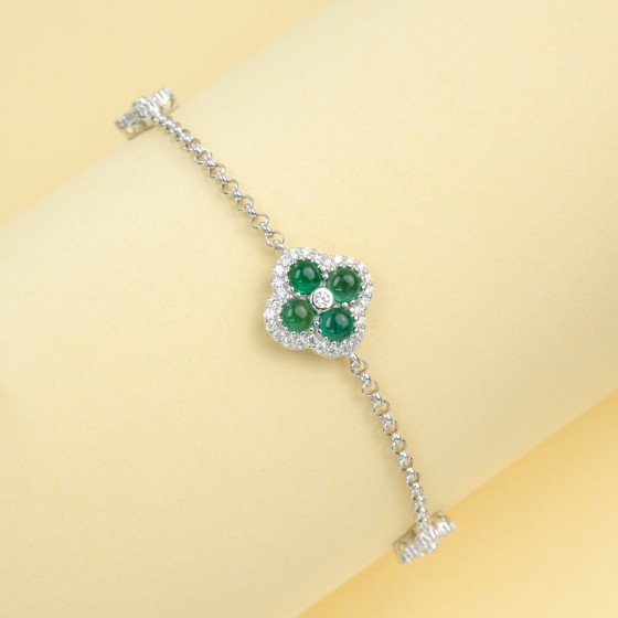 925 Silver Lab-Grown Emerald Bracelet(L0703)