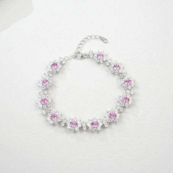 925 Silver Lab Padparadscha Sapphire Bracelet(ZHFB202305HR)
