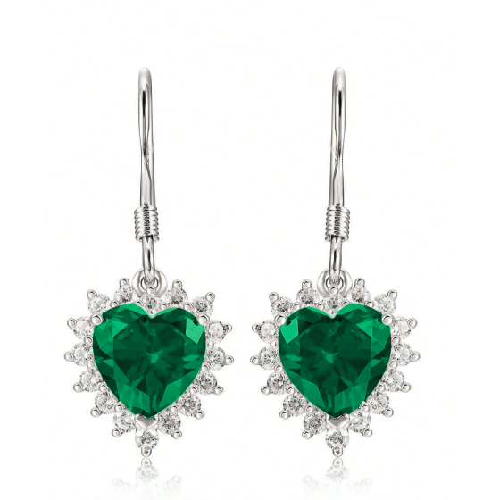 925 Silver Lab Emerald Earrings(ZHF-XY01)
