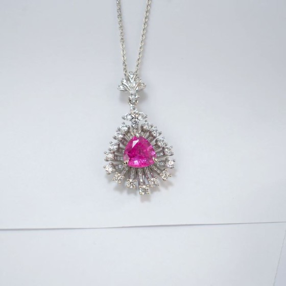 925 Silver Lab-Grown Ruby Pendant（P0087) Pendant Only