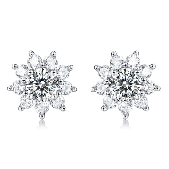 925 Silver Moissanite Earrings(ME0006-1CT)
