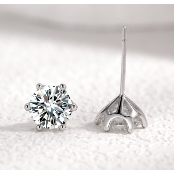 925 Silver Moissanite Earrings(ME0033-1CT)