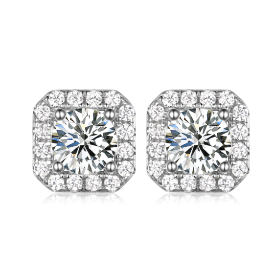 925 Silver Moissanite Earrings(ME0029-1CT)