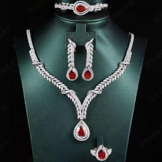 925 Silver Lab Ruby Jewelry Set(ZHF-T11R)