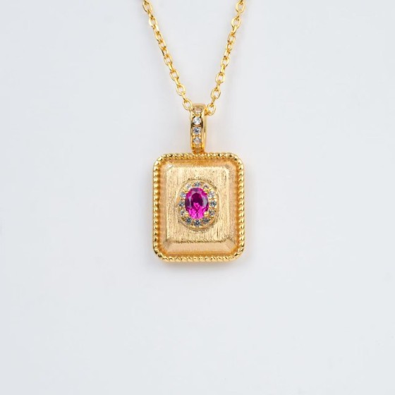 925 Silver Lab-Grown Ruby Pendant(P104R)