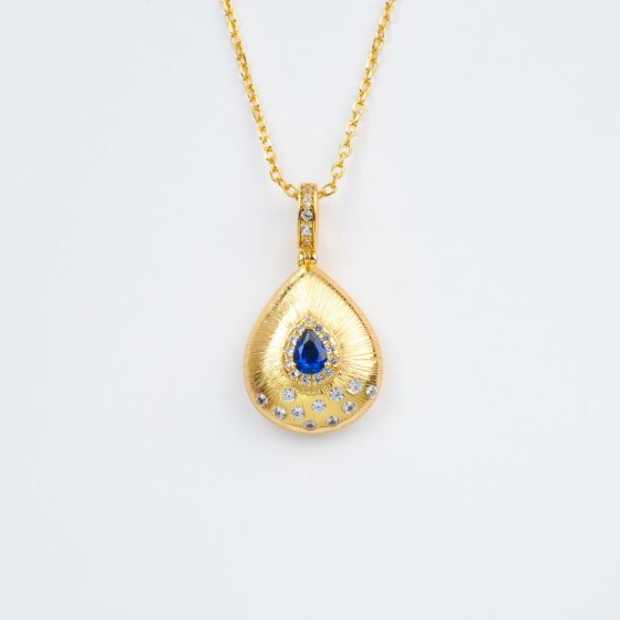925 Silver Lab-Grown Sapphire Pendant(P107B)