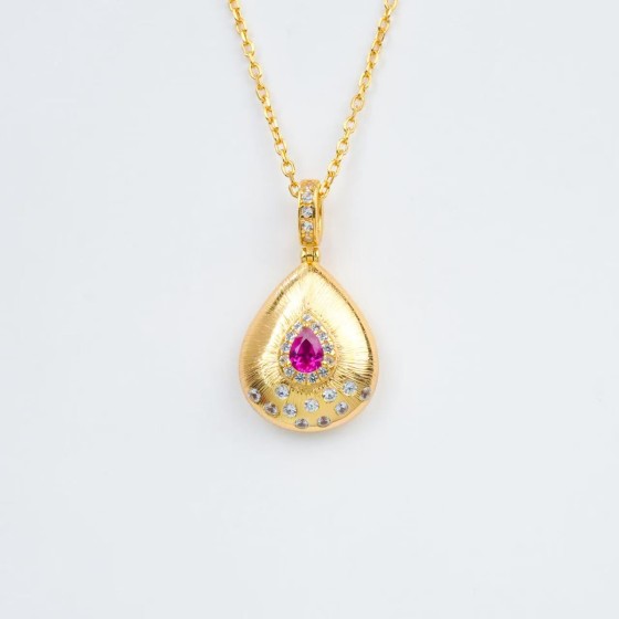925 Silver Lab-Grown Ruby Pendant(P107R)