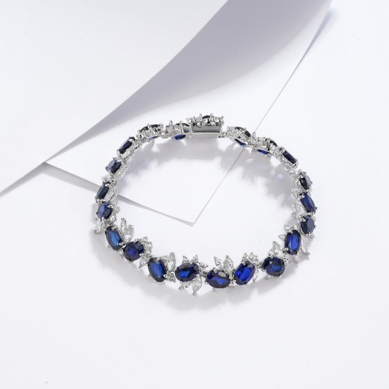 Sterling 925 Silver Lab-Grown Sapphire Bracelet (ZHF-SL2023DB)