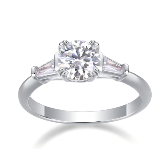 Sterling 925 Silver Moissanite Ring L-MR0228-6.5