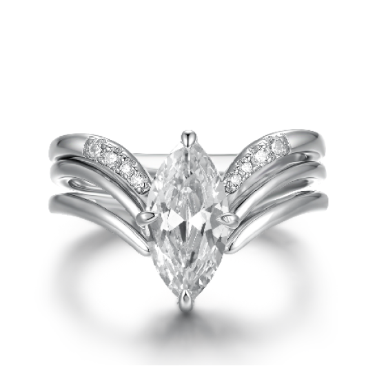 Sterling 925 Silver Moissanite Ring L-MR0097-7*14