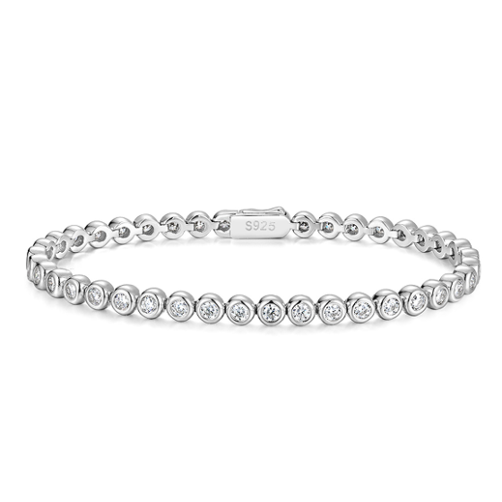 Sterling 925 Silver Moissanite Bracelet L-MB0025-3.0-17.8CL-M