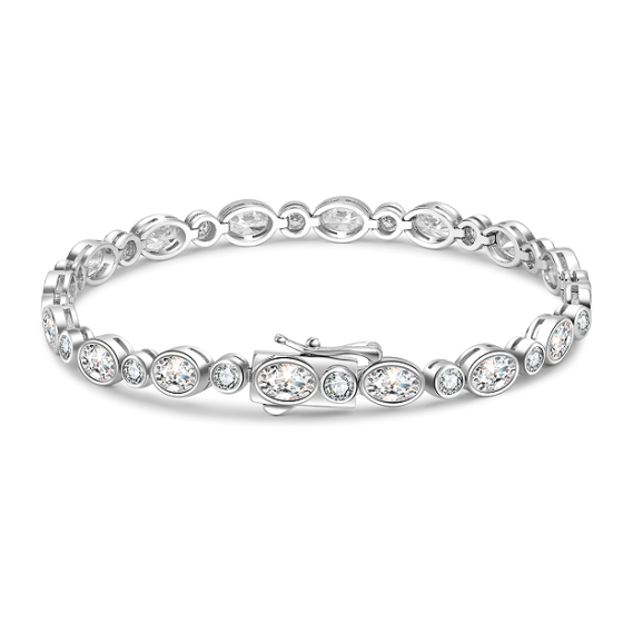 Sterling 925 Silver Moissanite Bracelet L-MB0030-18CL-M