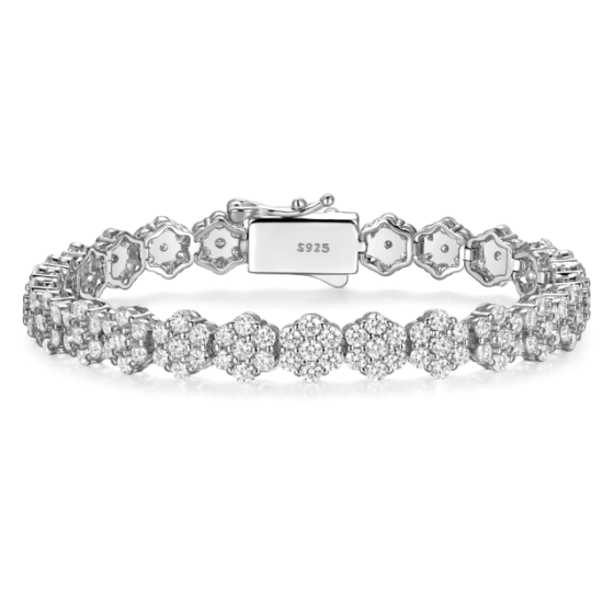 Sterling 925 Silver Moissanite Bracelet L-MB0017-2.0-17