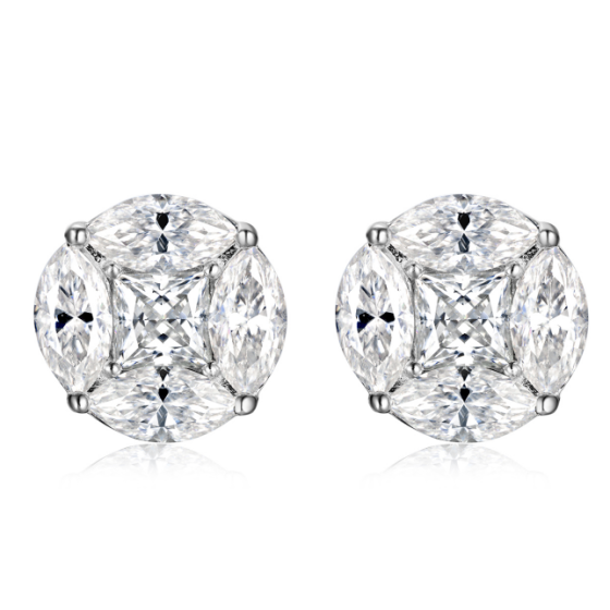 Sterling 925 Silver Moissanite Earrings L-ME0050-9.5L-ML-M