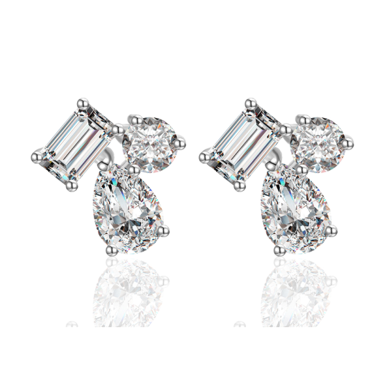 Sterling 925 Silver Moissanite Earrings L-ME0074-2.4CT