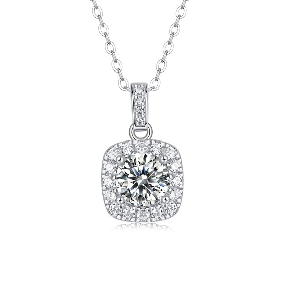 Sterling 925 Silver Moissanite Necklace L-MP0002-6.5