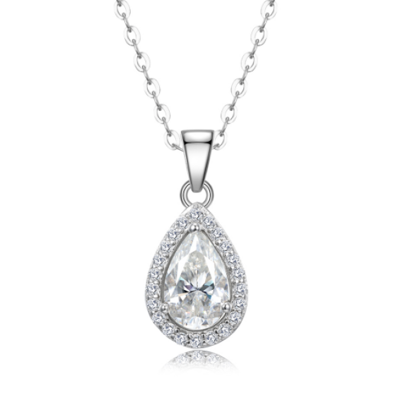 Sterling 925 Silver Moissanite Necklace L-MP0063-PS