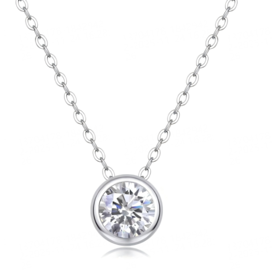 Sterling 925 Silver Moissanite Necklace L-MP0068-6.5