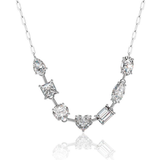 Sterling 925 Silver Moissanite Necklace L-MP0078-45cm-1