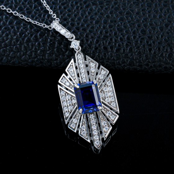 925 Sterling Silver Lab-Grown Ruby Necklace(P0684R)