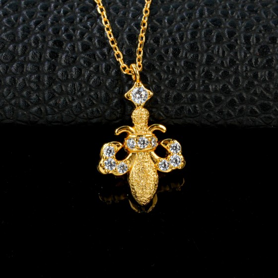 925 Sterling Silver Necklace, 24K Gold Plated (P0882-1)