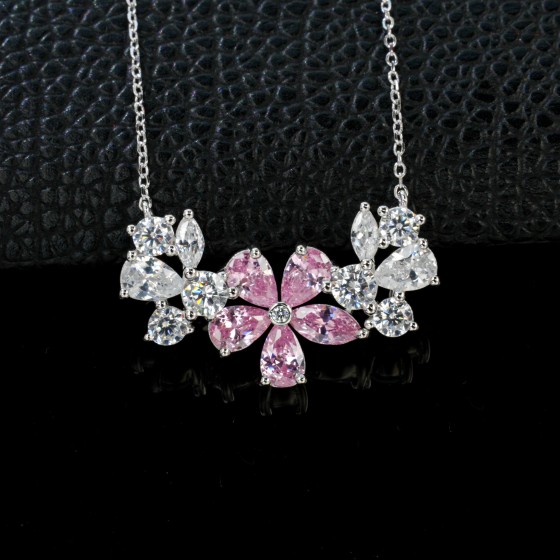 925 Sterling Silver Cubic Zirconia Necklace(P0891F)