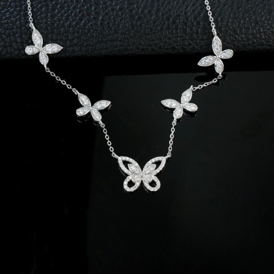 925 Sterling Silver Cubic Zirconia Necklace(P1029)