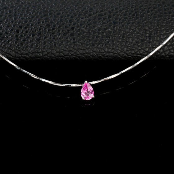 925 Sterling Silver Lab-Grown Padparadscha Sapphire Necklace(P20250909HR)