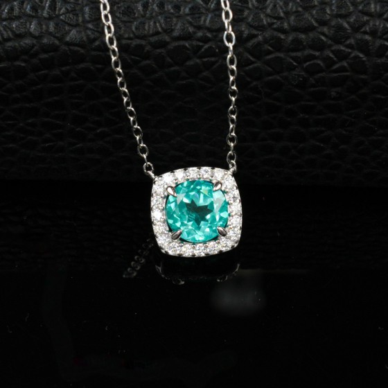 925 Sterling Silver Paraiba Color Garnet Necklace(ZHF0004SK)