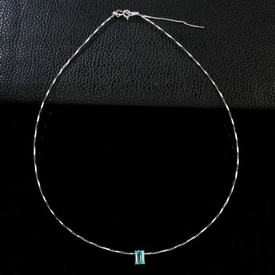 925 Sterling Silver Paraiba Color Garnet Necklace(P20250909SK-1)