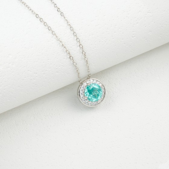 925 Sterling Silver Paraiba Color Garnet Necklace(ZHF-P1649SK)