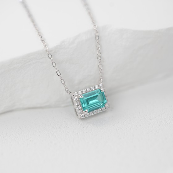925 Sterling Silver Paraiba Color Garnet Necklace(ZHFN0005SK)