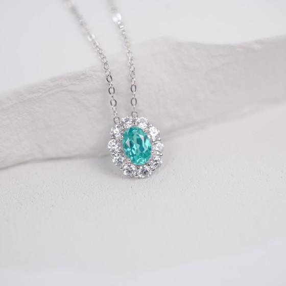925 Sterling Silver Paraiba Color Garnet Necklace(ZHFN0006SK)