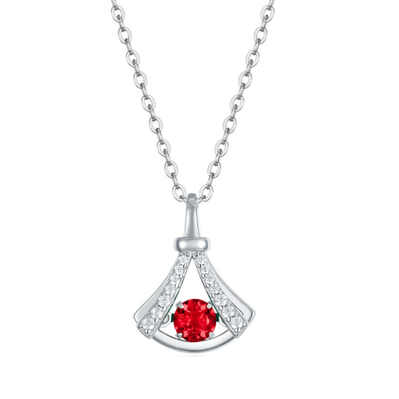 925 Sterling Silver Lab-Grown Ruby Necklace(LP0126R)