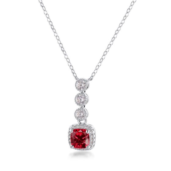 925 Sterling Silver Lab-Grown Ruby Necklace(N1917986R)