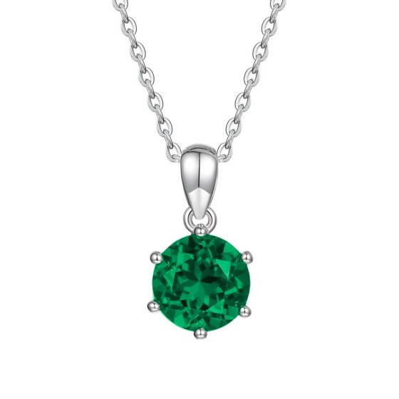 925 Sterling Silver Lab-Grown Emerald Necklace(ZHF-3817)