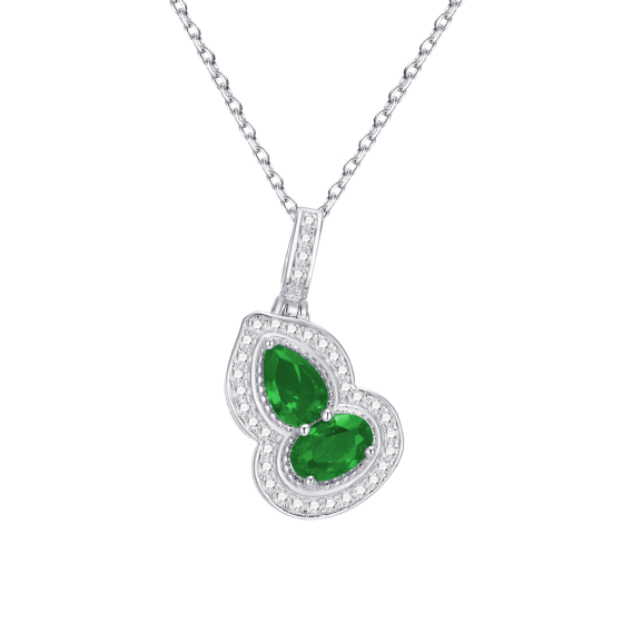 925 Sterling Silver Lab-Grown Emerald Necklace(ZHF-P1651)
