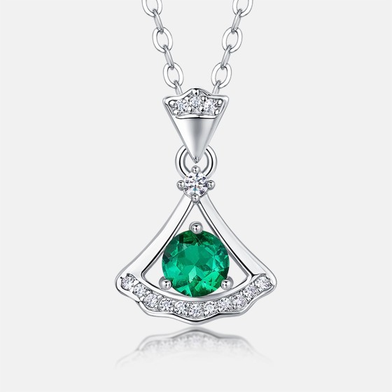 925 Sterling Silver Lab-Grown Emerald Necklace(ZHF-P2025)