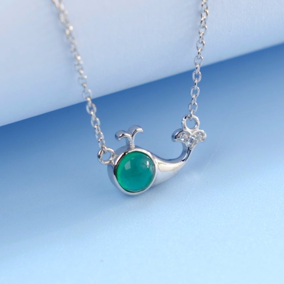 925 Sterling Silver Lab-Grown Emerald Necklace(ZHF-P202501)