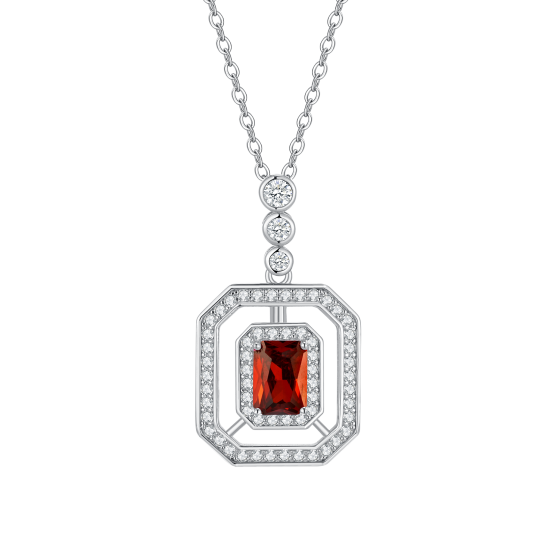 925 Sterling Silver Lab-Grown Ruby Necklace(P1122R)