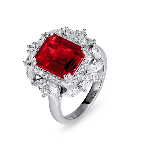 925 Silver Lab-Grown Ruby Convertible Necklace & Ring (ZHFRP0233R)