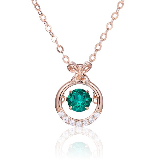 925 Silver Lab-Grown Emerald Dancing Necklace (HP0007)