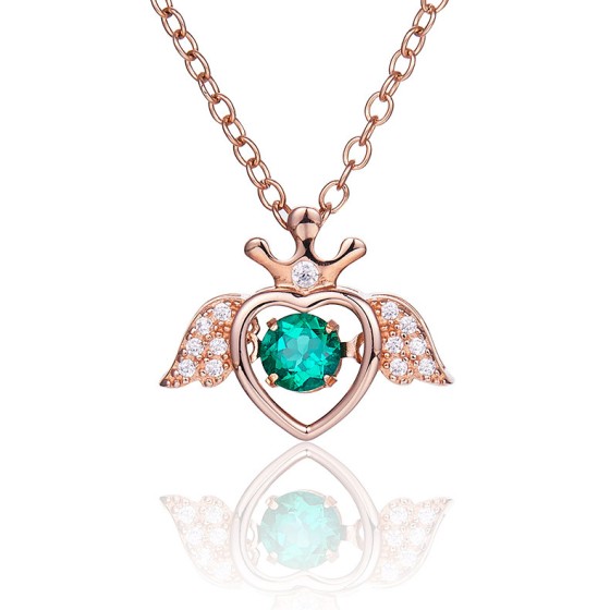 925 Silver Lab-Grown Emerald Dancing Necklace (LP0185R)
