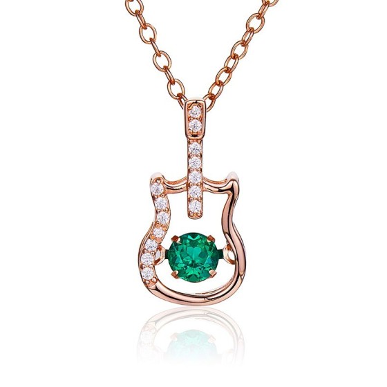 925 Silver Lab-Grown Emerald Dancing Necklace(LP0245R)