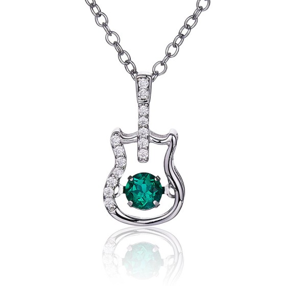 925 Silver Lab-Grown Emerald Dancing Necklace(LP0245)